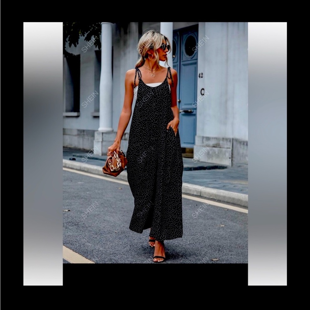 NWT SHEIN polka dot tie strap jumpsuit medium